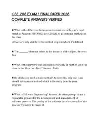 CSE_205 EXAM 1 FINAL PAPER 2026 COMPLETE ANSWERS VERIFIED