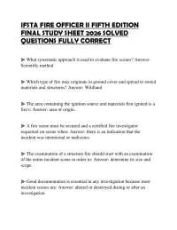 IFSTA FIRE OFFICER II FIFTH EDITION FINAL STUDY SHEET 2026 SOLVED QUESTIONS FULLY CORRECT