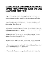 GIA DIAMONDS AND DIAMOND GRADING EXAM 2 FINAL PRACTICE GUIDE UPDATED 2026 TESTED SOLUTIONS