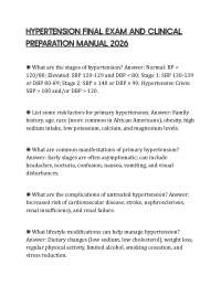 HYPERTENSION FINAL EXAM AND CLINICAL PREPARATION MANUAL 2026