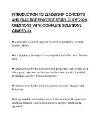 INTRODUCTION TO LEADERSHIP CONCEPTS AND PRACTICE PRACTICE STUDY GUIDE 2026 QUESTIONS WITH