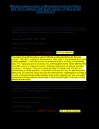 Michelle Healthcare Exam 2 (2026 Update) | Complete Verified Q&A | Correct Answers with E