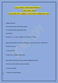 COLLECTIONS SYSTEM MAINTENANCE| CWEA FINAL EXAM QUESTIONS WITH COMPLETE SOLUTIONS GUARAN