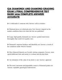 GIA DIAMONDS AND DIAMOND GRADING EXAM 2 FINAL COMPREHENSIVE TEST BANK 2026 COMPLETE ANSWER