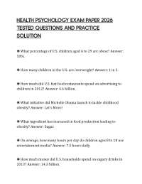 HEALTH PSYCHOLOGY EXAM PAPER 2026 TESTED QUESTIONS AND PRACTICE SOLUTION