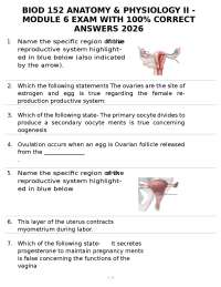BIOD 152 ANATOMY & PHYSIOLOGY II - MODULE 6 EXAM WITH 100% CORRECT ANSWERS 2026