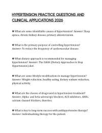 HYPERTENSION PRACTICE QUESTIONS AND CLINICAL APPLICATIONS 2026
