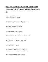 HIEU 201 CHAPTER 11 ACTUAL TEST PAPER 2026 QUESTIONS WITH ANSWERS GRADED A+