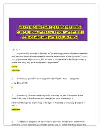 WILKES NSG 526 EXAM 3 (5 LATEST VERSIONS) CLINICAL MOḌALITIES AḌV. PSYCH (LATEST 2025 /