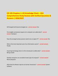 CIS 105 Chapters 1–10 Knowledge Check – ASU Comprehensive Study Review with Verified Ques