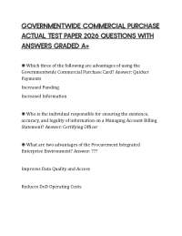 GOVERNMENTWIDE COMMERCIAL PURCHASE ACTUAL TEST PAPER 2026 QUESTIONS WITH ANSWERS GRADED A+