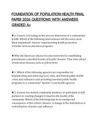 FOUNDATION OF POPULATION HEALTH FINAL PAPER 2026 QUESTIONS WITH ANSWERS GRADED A+