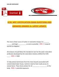 IICRC WRT Certification Exam – Questions and Answers, Latest Updated Water Restoration Tec