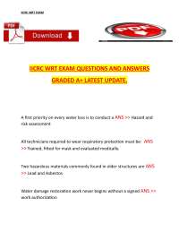 IICRC WRT Exam – Questions and Answers, Latest Updated Water Restoration Technician Exam M