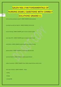 GALEN NSG 3100 FUNDAMENTALS OF NURSING EXAM 2 QUESTIONS WITH CORRECT SOLUTIONS GRADED A+