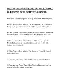 HIEU 201 CHAPTER 11 EXAM SCRIPT 2026 FULL QUESTIONS WITH CORRECT ANSWERS