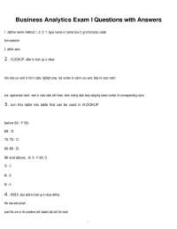 Business Analytics Exam I Questions with Answers