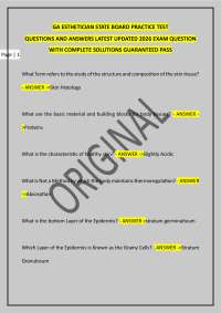 GA ESTHETICIAN STATE BOARD PRACTICE TEST QUESTIONS AND ANSWERS LATEST UPDATED 2026 EXAM Q