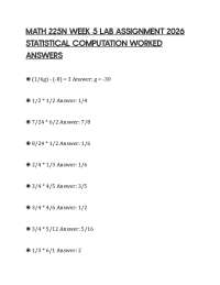 MATH 225N WEEK 5 LAB ASSIGNMENT 2026 STATISTICAL COMPUTATION WORKED ANSWERS