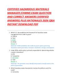 CERTIFIED HAZARDOUS MATERIALS MANAGER (CHMM) EXAM QUESTION AND CORRECT ANSWERS