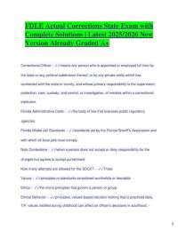 FDLE Actual Corrections State Exam with Complete Solutions | Latest 2025/2026 New Versio