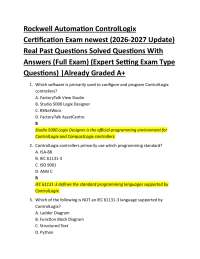 Rockwell Automation ControlLogix Certification Exam newest (2026-2027 Update) Real Past