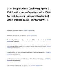 Utah Burglar Alarm Qualifying Agent | 150 Practice exam Questions with 100% Correct Answ