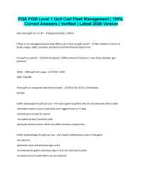 2026 PGA PGM Level 1 Golf Cart Fleet Management | 100% Correct Answers | Verified | Latest