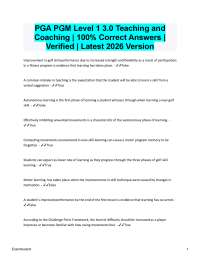 2026 PGA PGM Level 1 3.0 Teaching and Coaching | 100% Correct Answers | Verified | Latest