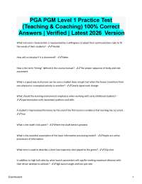 2026 PGA PGM Level 1 Practice Test (Teaching & Coaching) | 100% Correct Answers | Verified