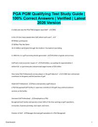 2026 PGA PGM Qualifying Test Study Guide | 100% Correct Answers | Verified | Latest
