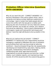 Probation Officer Interview Questions WITH ANSWERS.