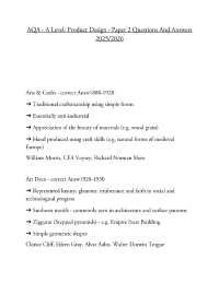 AQA - A Level: Product Design - Paper 2 Questions And Answers 2025/2026