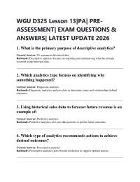 WGU D325 Lesson 13|PA| PRE ASSESSMENT| EXAM QUESTIONS & ANSWERS| LATEST UPDATE 2026