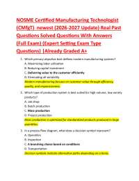 NOSME Certified Manufacturing Technologist (CMfgT) newest (2026-2027 Update) Real Past Q
