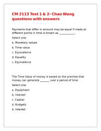 CM 2113 Test 1 & 2- Chao Wang questions with answers