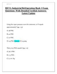 RETA Industrial Refrigeration Book 1 Exam Questions With Detailed Verified Answers| Latest