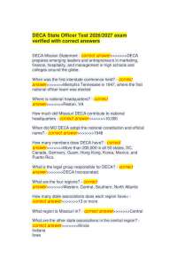 DECA State Officer Test 2026/2027 exam verified with correct answers