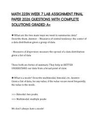 MATH 225N WEEK 7 LAB ASSIGNMENT FINAL PAPER 2026 QUESTIONS WITH COMPLETE SOLUTIONS GRADED