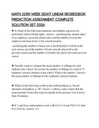MATH 225N WEEK EIGHT LINEAR REGRESSION PREDICTION ASSIGNMENT COMPLETE SOLUTION SET 2026