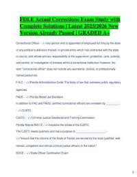 FDLE Actual Corrections Exam Study with Complete Solutions | Latest 2025/2026 New Versio