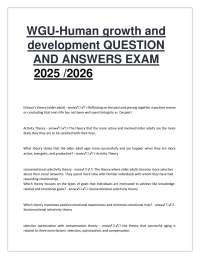 WGU Human Growth and Development Exam Questions and Answers (2025/2026) – Complete Study G