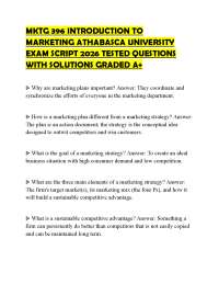 MKTG 396 INTRODUCTION TO MARKETING ATHABASCA UNIVERSITY EXAM SCRIPT 2026 TESTED QUESTIONS