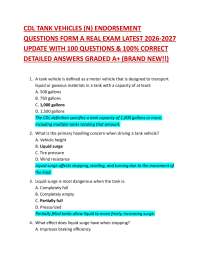 CDL TANK VEHICLES (N) ENDORSEMENT QUESTIONS FORM A REAL EXAM LATEST 2026-2027 UPDATE WIT