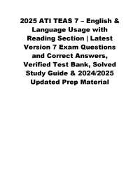 2025 ATI TEAS 7 – English & Language Usage with Reading Section | Latest Version 7 Exam