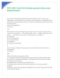 PSYC 2490 - Units 8-10 (Test Bank) questions with accurate detailed solutions