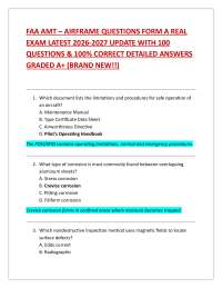 FAA AMT – AIRFRAME QUESTIONS FORM A REAL EXAM LATEST 2026-2027 UPDATE WITH 100 QUESTIONS
