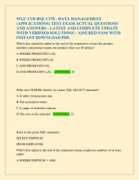 WGU COURSE C170 - DATA MANAGEMENT (APPLICATIONS) TEST EXAM ACTUAL QUESTIONS AND ANSWERS