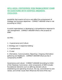 WGU AREA I ENTERPRISE RISK MANAGEMENT EXAM 49 QUESTIONS WITH VERIFIED ANSWERS 2025/2026