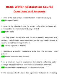 IICRC Water Restoration Course Exam (2026 / 2027 Update) Questions and Verified Answers A+